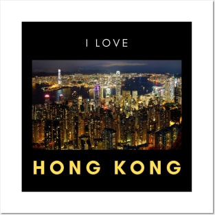 I Love HK @ Victoria Harbour Night Time Posters and Art